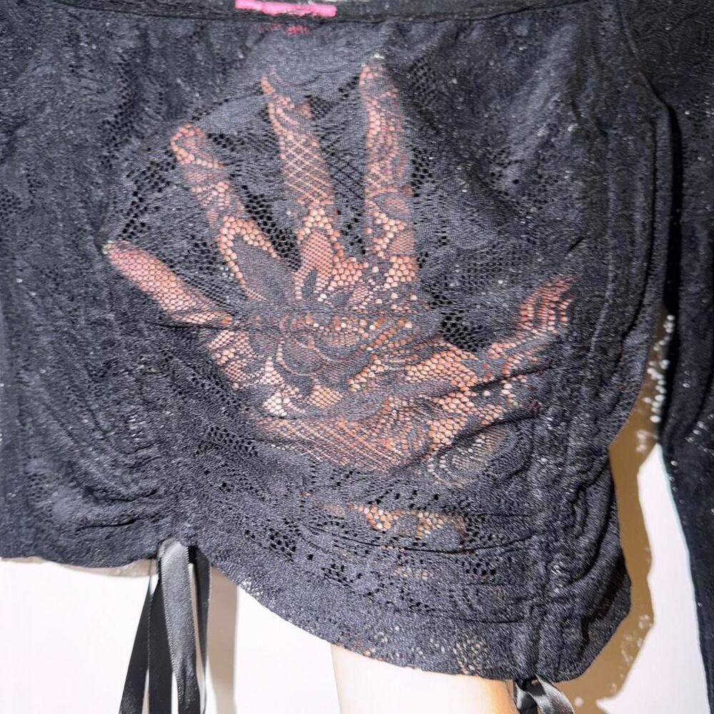 Sugar Thrillz Women's Black Lace Top - Picture 3 of 5